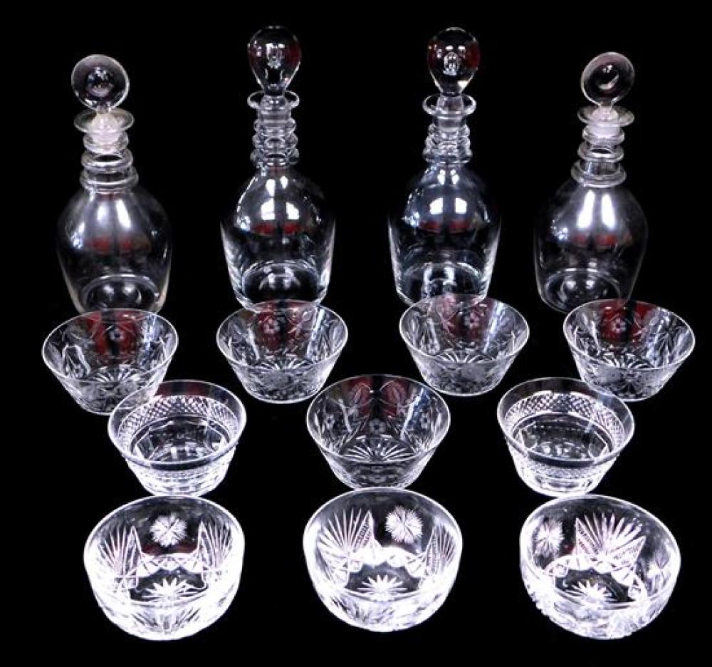 Appraisal: GLASS Fourteen pieces of cut or blown clear glass serving