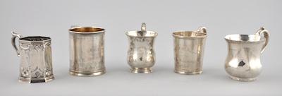 Appraisal: A Lot of Five Antique Coin Silver Baby Cups Including