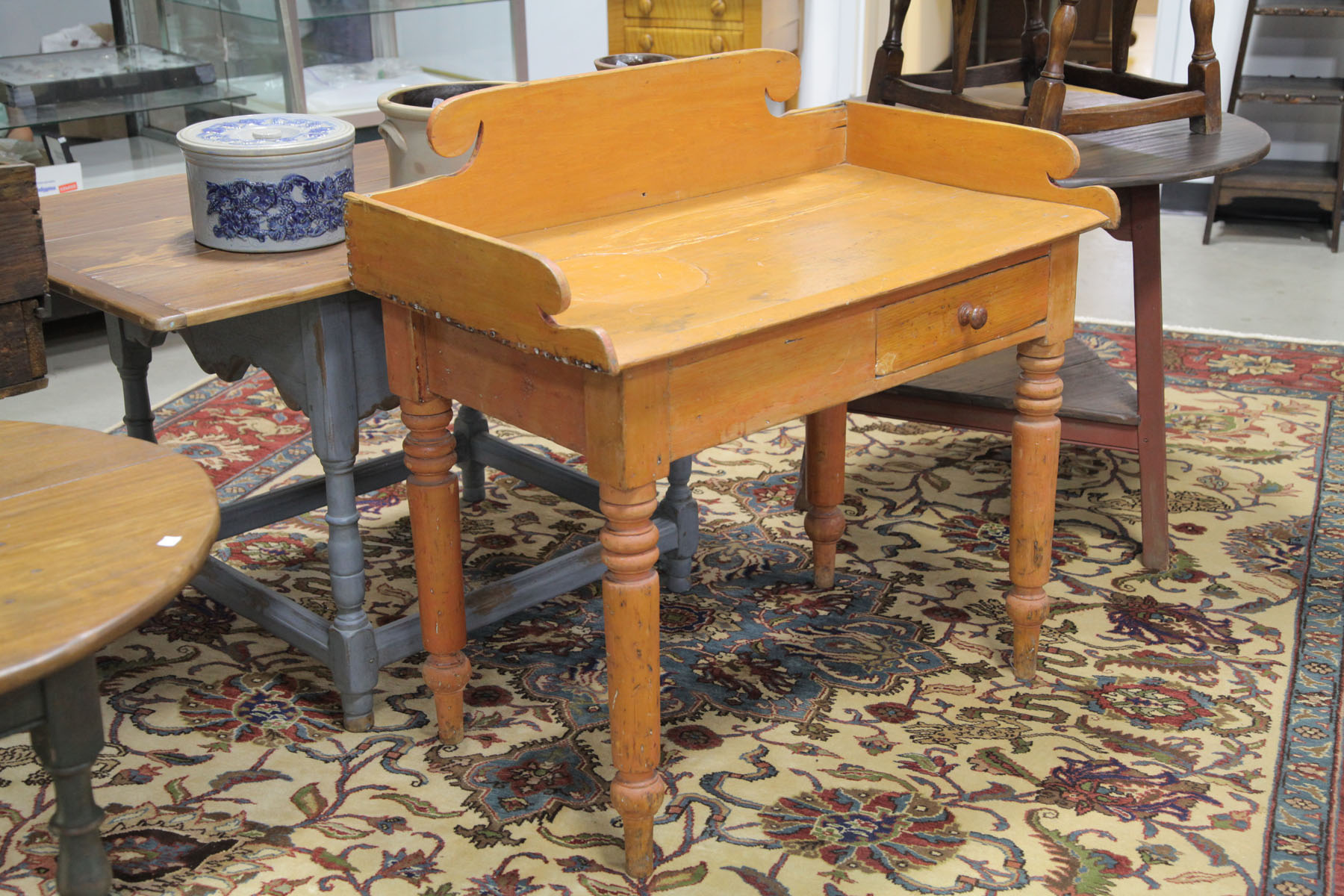 Appraisal: WASH STAND American th century Orange painted pine wash stand