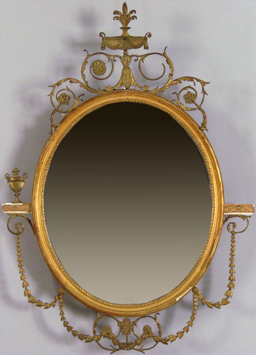 Appraisal: Giltwood and gilt metal mirror ca h