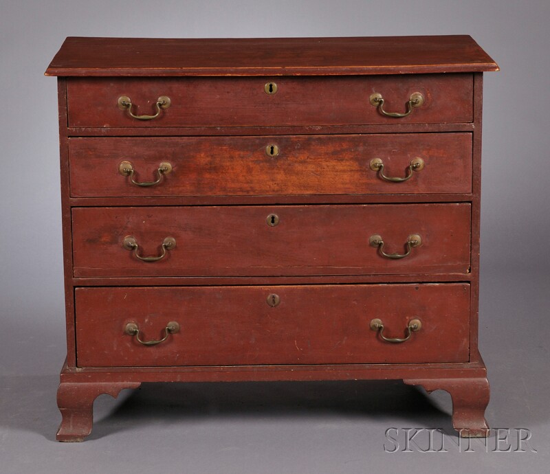 Appraisal: Chippendale Red-painted Cherry Chest of Drawers Wampville New York area