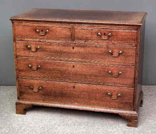 Appraisal: An th Century oak chest of drawers the top with