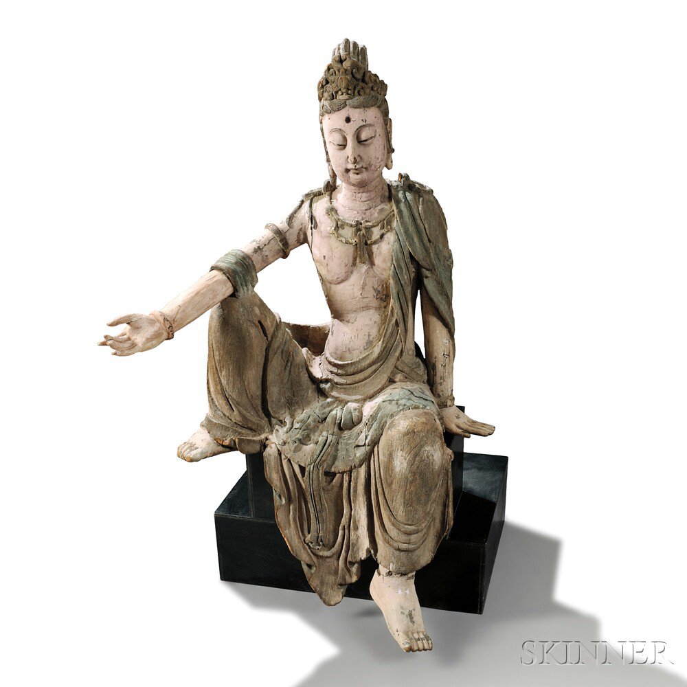 Appraisal: Wood Sculpture of Guanyin China Song style depicting Guanyin in