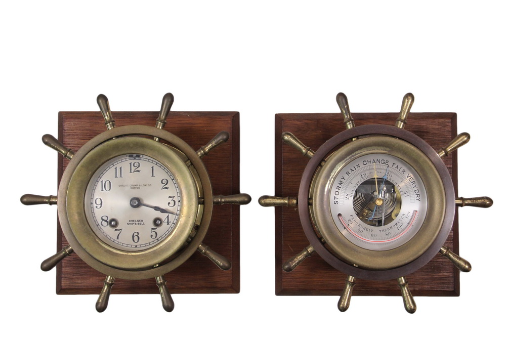 Appraisal: WALL MOUNT SHIP'S CLOCK BAROMETER - Chelsea Ship's Bell for