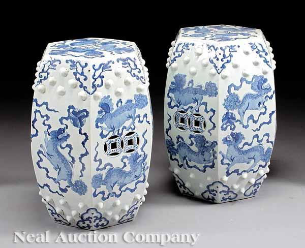 Appraisal: A Pair of Chinese Blue and White Porcelain Garden Seats