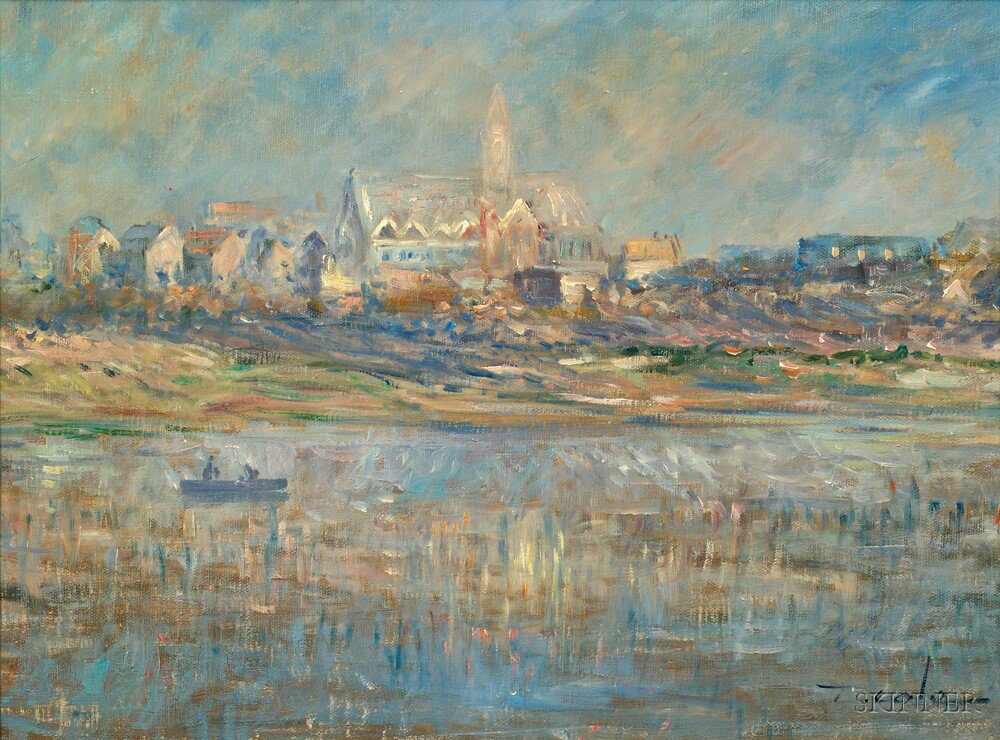 Appraisal: Anglo American School th Century River View Towards a Cathedral