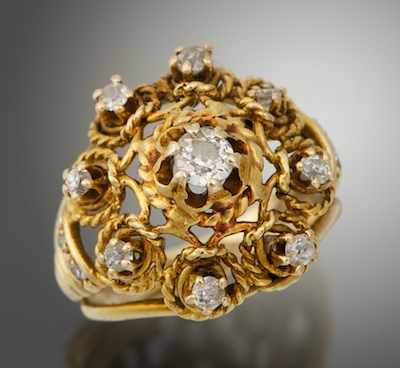 Appraisal: A Ladies' Diamond Cluster Ring k yellow gold dome ring