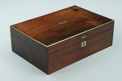 Appraisal: Rosewood sewing or vanity case rosewood and faux rosewood interior