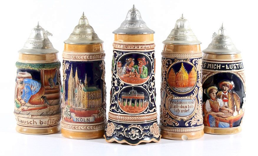 Appraisal: Assorted Traditional German Beer Stein Collection Included in this lot