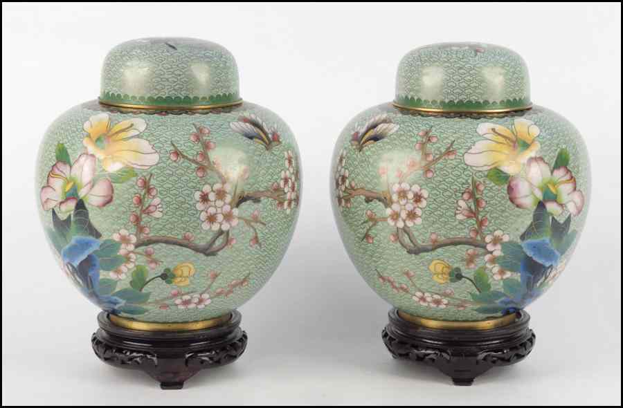 Appraisal: PAIR OF CHINESE CLOISSONE COVERED JARS H '' Condition No