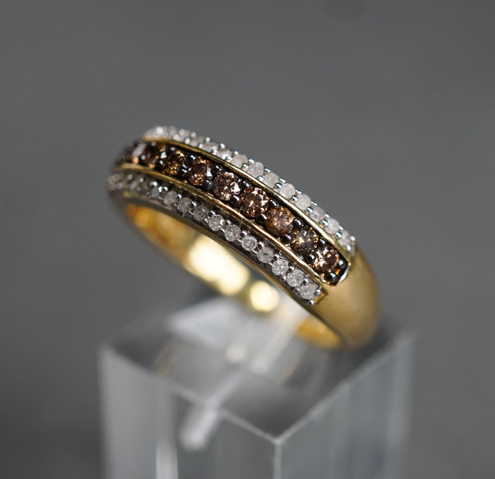 Appraisal: VERMEIL STERLING SILVER COLORED DIAMOND AND DIAMOND RING SIZE Vermeil