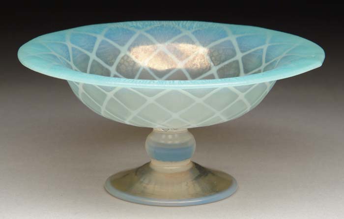 Appraisal: TIFFANY STUDIOS COMPOTE Lovely Tiffany compote has nice pastel seafoam