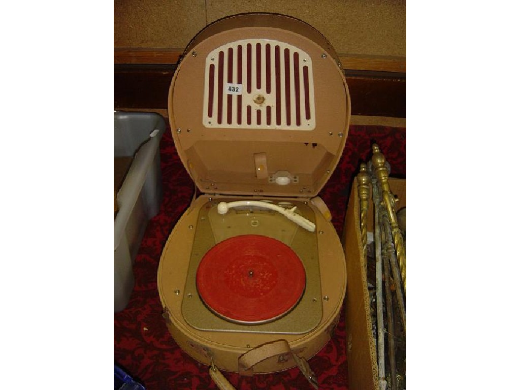 Appraisal: A vintage portable Philips record player in a horse shoe