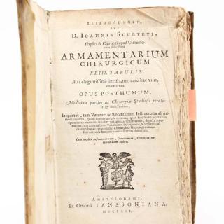 Appraisal: Schultes Johann Armamentarivm Chirvrgivm Amsterdam Jansson pages plus index small