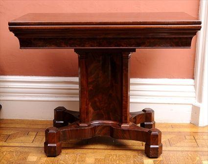 Appraisal: AMERICAN GOTHIC REVIVAL MAHOGANY FOLD-TOP CARD TABLE POSSIBLY J J