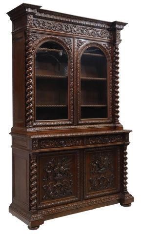 Appraisal: French Henri II style carved oak buffet deux corps late