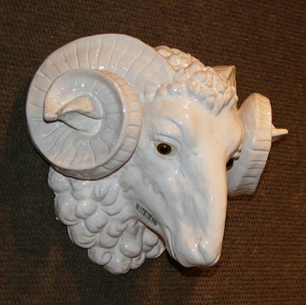 Appraisal: A ceramic ram's head wall mount