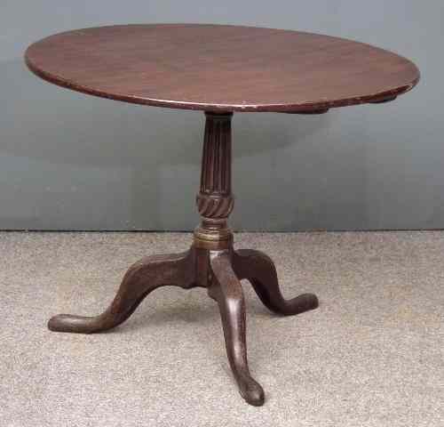 Appraisal: A George III mahogany circular tripod table on turned and