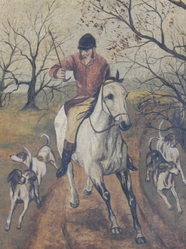 Appraisal: thC English School Huntsmen and hounds oil on canvas cm