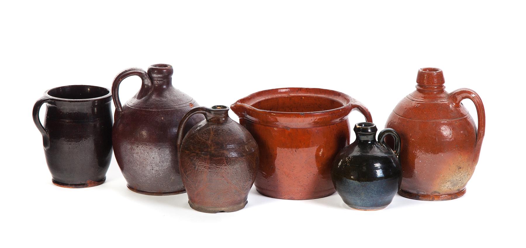 Appraisal: SIX PIECES OF EARLY READWARE Early th century Four ovoid