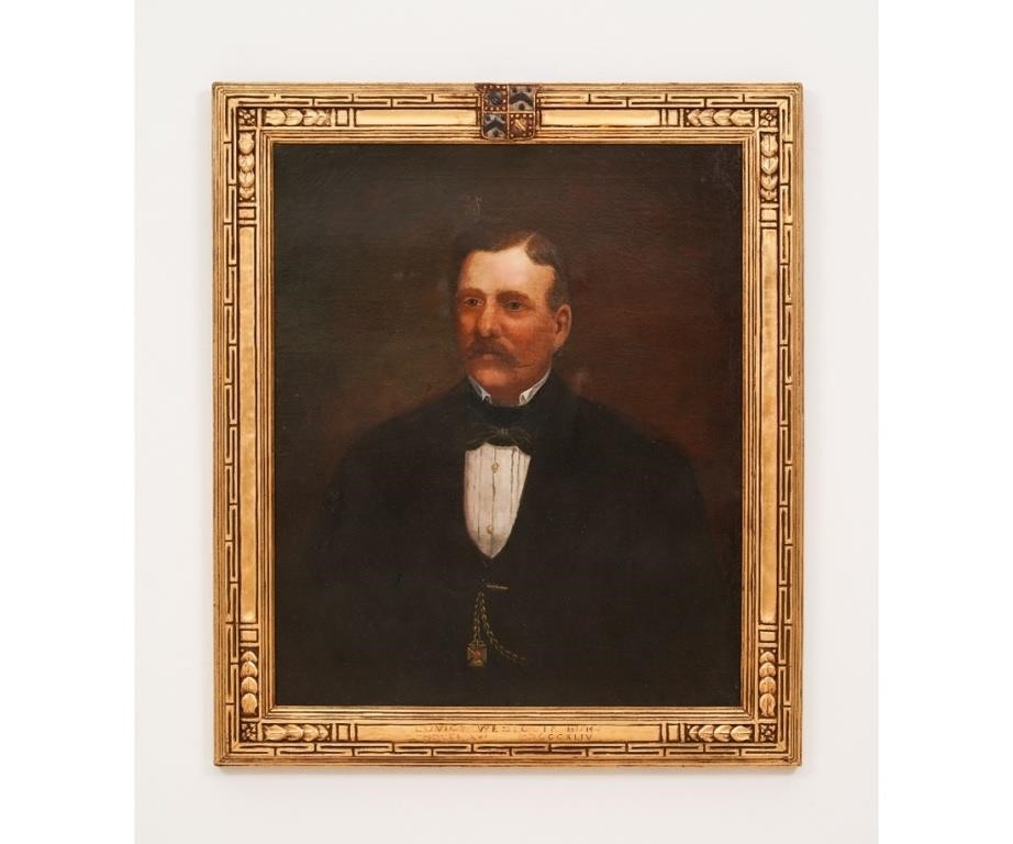 Appraisal: Oil on canvas portrait of a gentleman inscribed on the