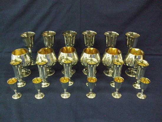 Appraisal: Six modern silver wine goblets Birmingham six brandy goblets Birmingham