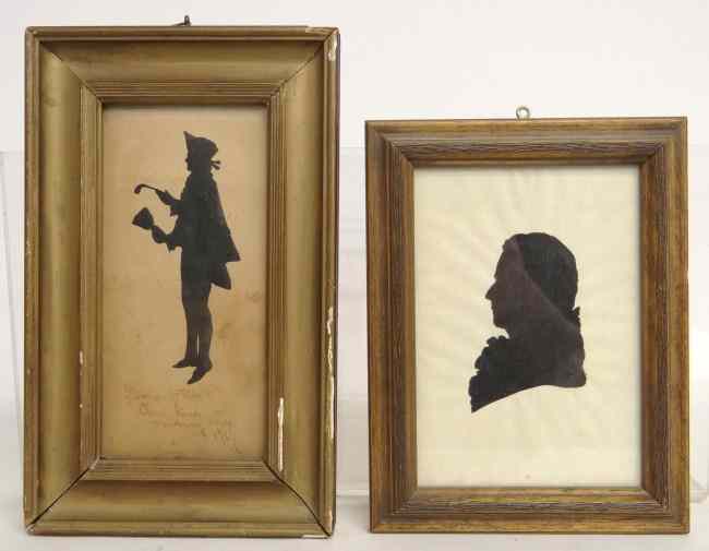 Appraisal: Lot two early silhouettes including profile of man sight ''