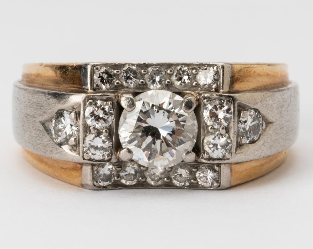 Appraisal: KARAT YELLOW GOLD PALLADIUM DIAMOND RINGThe ring is center -prong