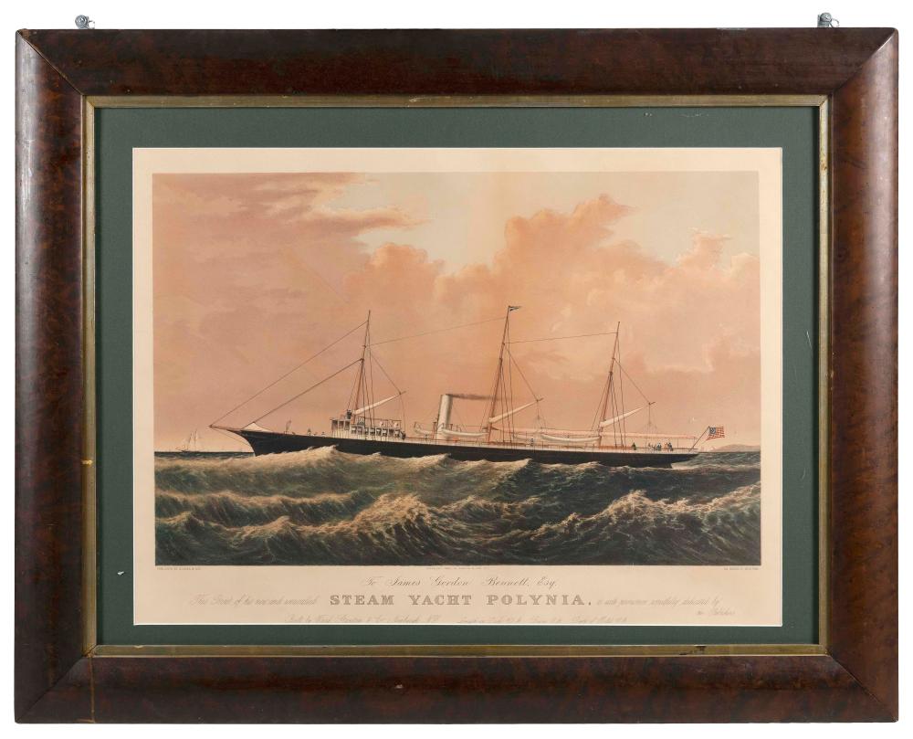 Appraisal: REPRODUCTION CURRIER IVES LITHOGRAPH STEAM YACHT POLYNIA TH CENTURY ON