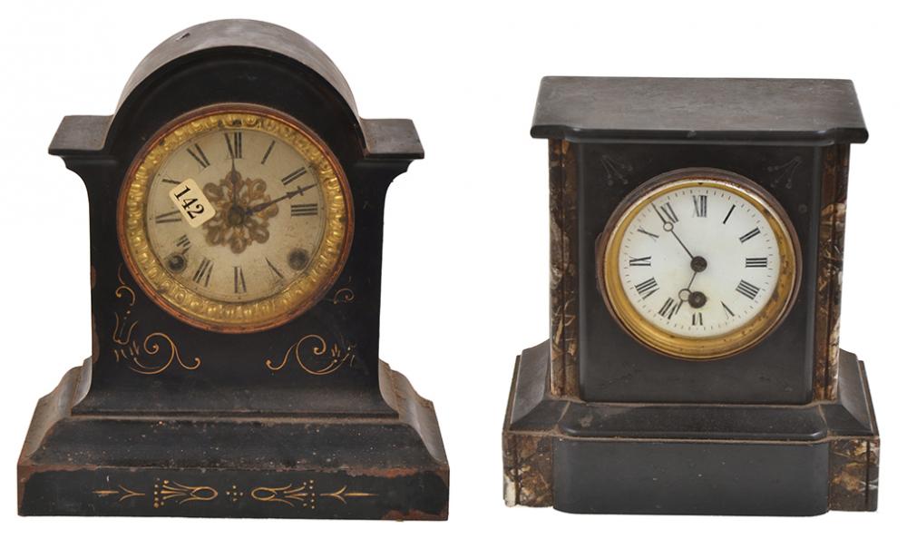 Appraisal: TWO FRENCH TH CENTURY SLATE CASED MANTEL CLOCKS