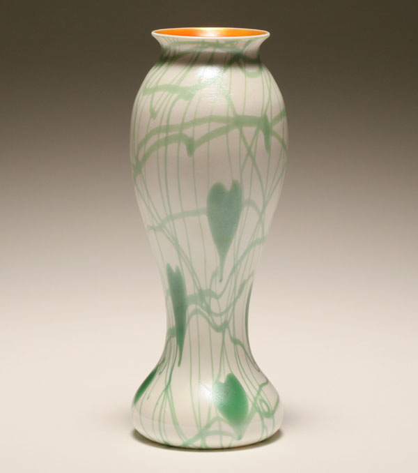 Appraisal: Imperial heart and vine art glass vase trailing green heart