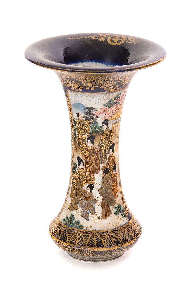 Appraisal: Japanese Satsuma Meiji Period Vase w Shimazu Clan Satsuma Meiji