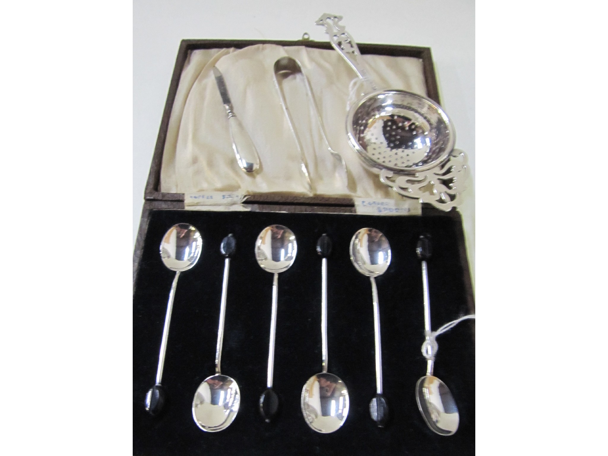 Appraisal: A lot comprising a cased set of six silver coffee