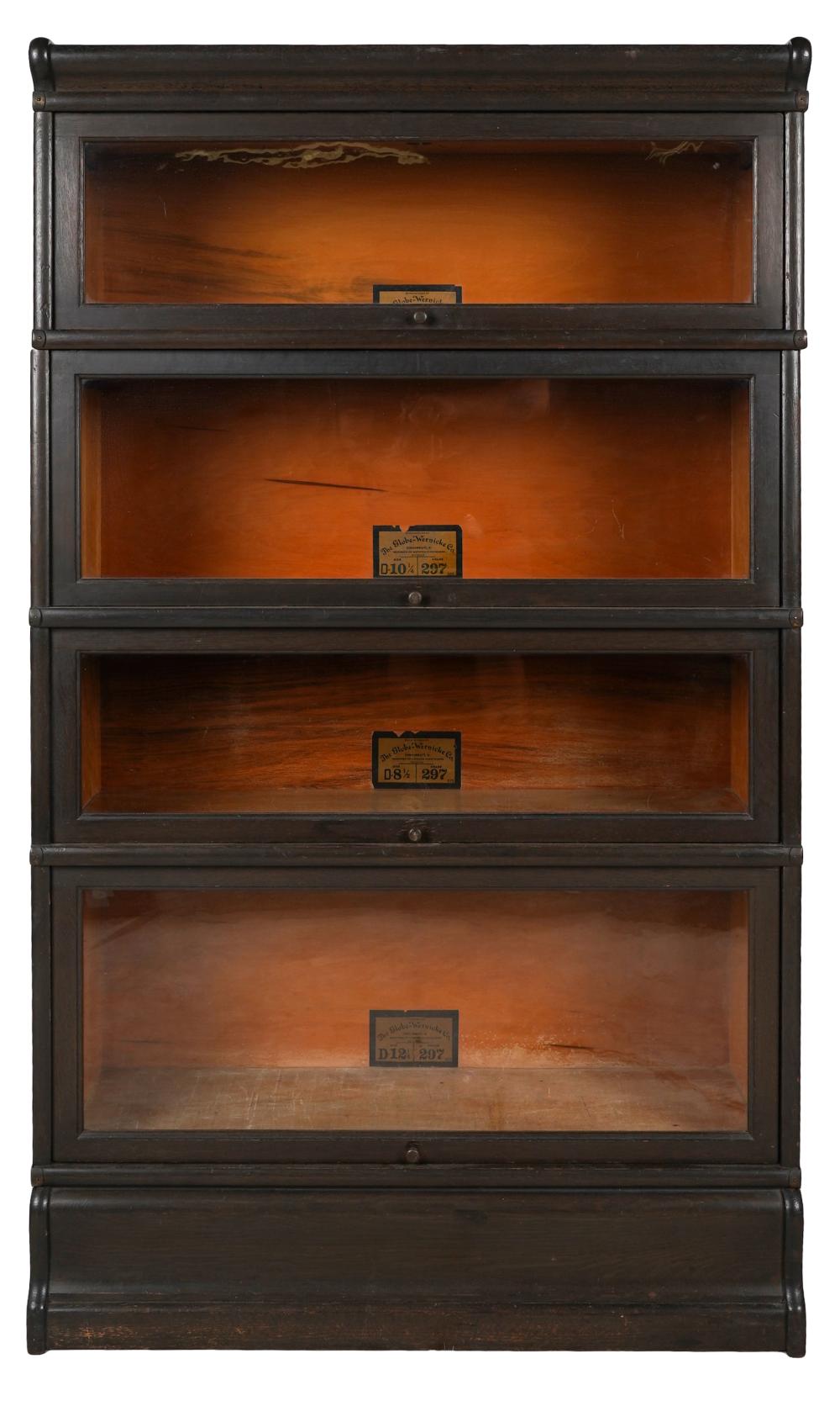 Appraisal: GLOBE WERNICKE OAK LAWYER'S STACKING BOOKCASEcomprising four units each with