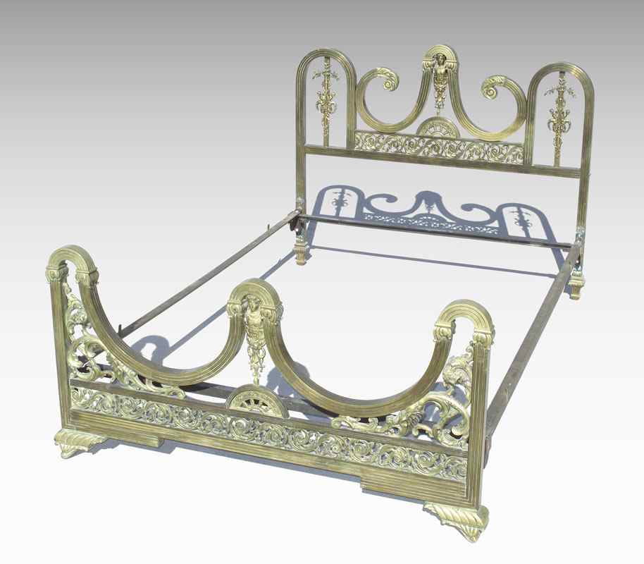 Appraisal: ARGENTINEAN ART DECO BRASS BED Headboard '' h x ''