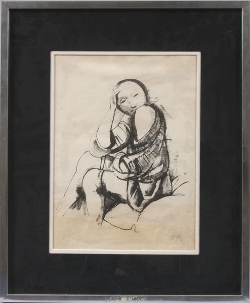 Appraisal: Seated woman lithograph x x framed signed LR 'Hofer' Foxing