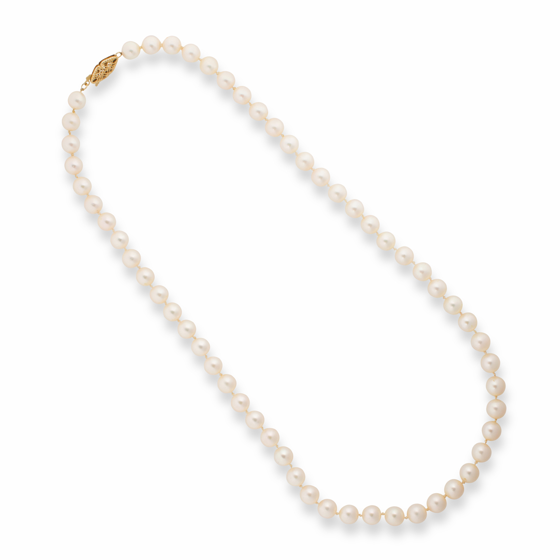 Appraisal: A CULTURED PEARL AND FOURTEEN KARAT GOLD NECKLACE A cultured