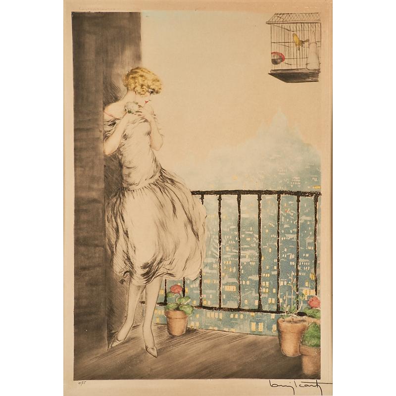 Appraisal: LOUIS ICART French - Etching on paper Louise framed Signed