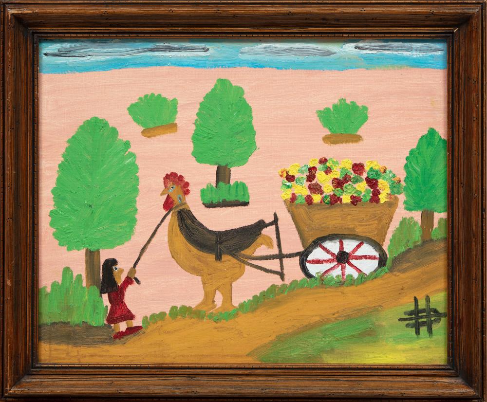 Appraisal: Clementine Hunter American Louisiana - Big Chicken Pulling a Cart