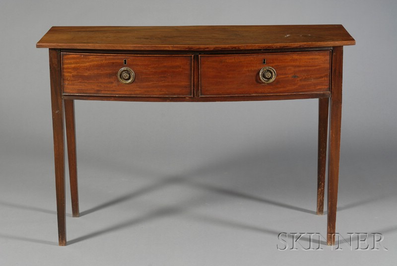 Appraisal: English Regency Mahogany Bowfronted Serving Table early th century fitted