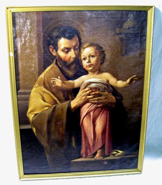 Appraisal: Joseph and Infant Jesus - Unknown Artist Oil on canvas