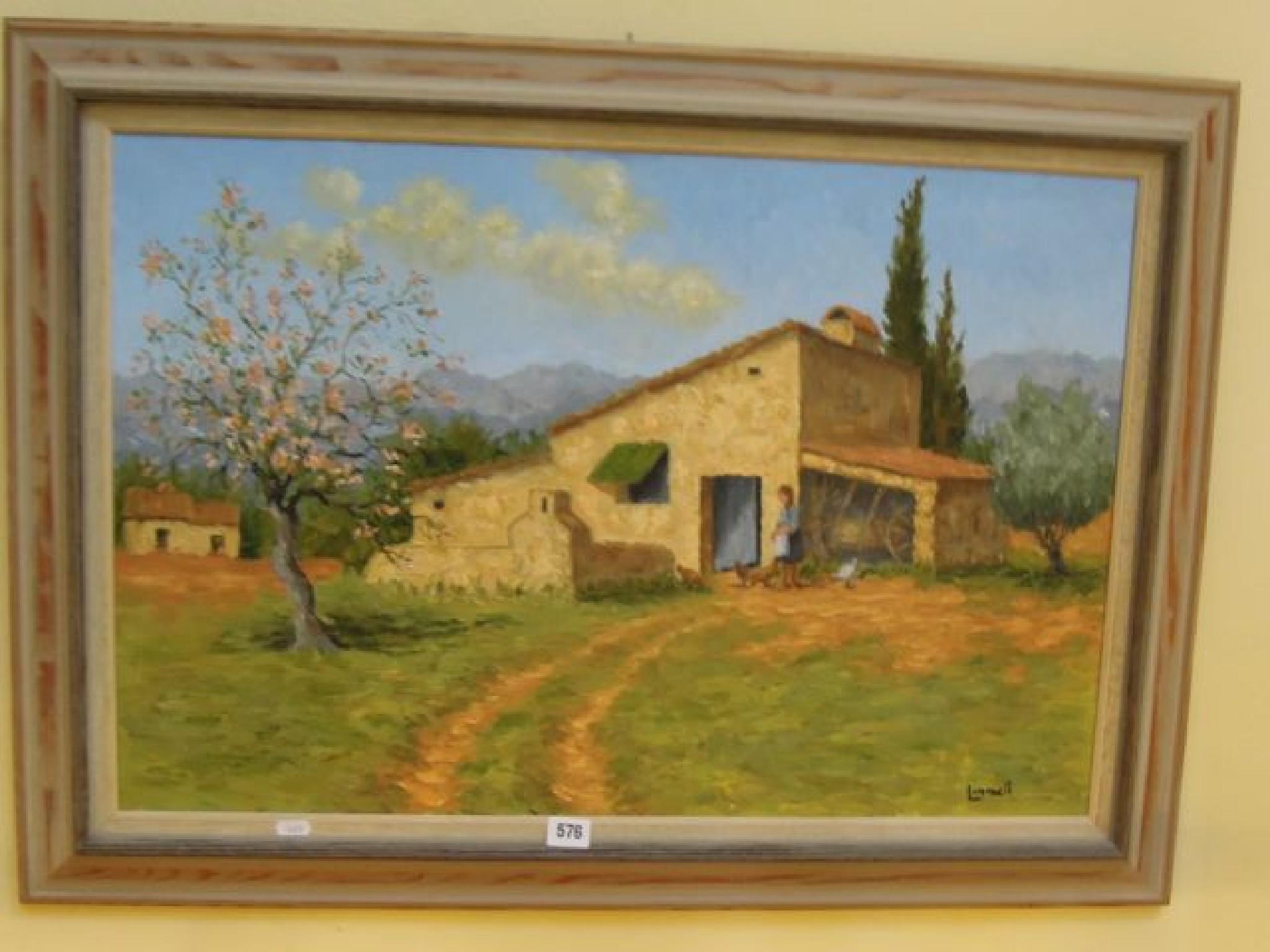 Appraisal: An oil painting on canvas of a continental landscape with