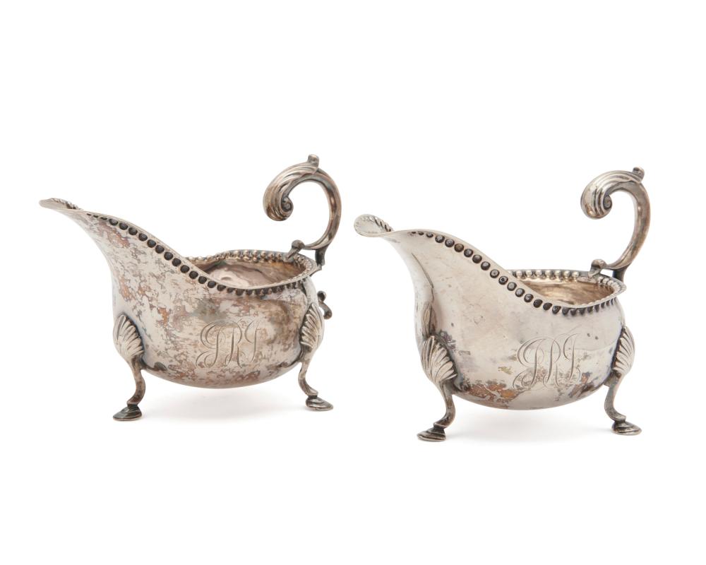 Appraisal: Pair of Joseph and Nathaniel Richardson Silver Sauce Boats Philadelphia