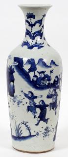 Appraisal: CHINESE BLUE AND WHITE PORCELAIN VASE H DIA Depicting a