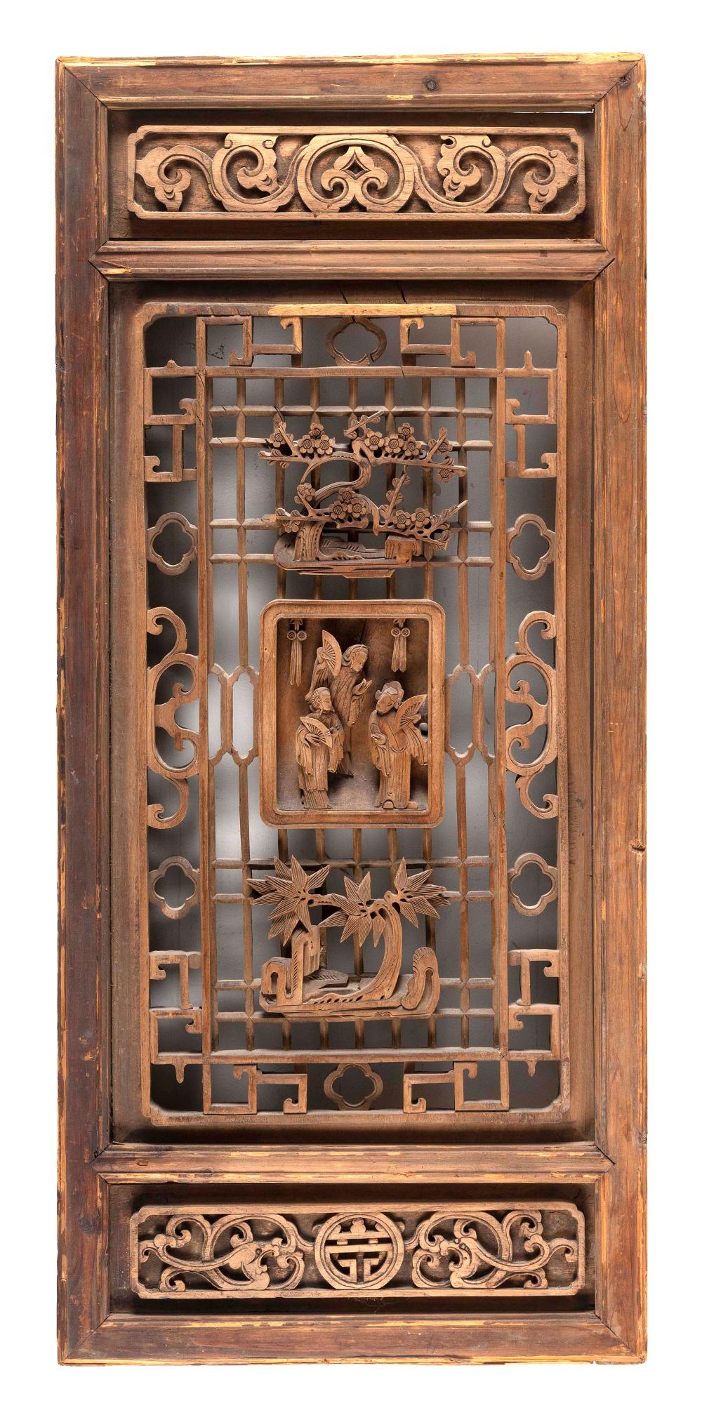 Appraisal: CHINESE OPEN-CARVED WOOD PANEL LATE TH EARLY TH CENTURY HEIGHT