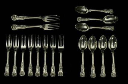 Appraisal: Assembled English Silver 'Kings' Pattern Part Flatware Service Consisting of