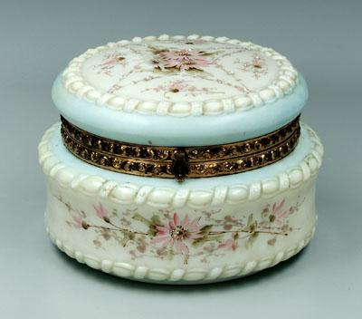 Appraisal: Wavecrest jewelry box hand painted floral decoration egg and band