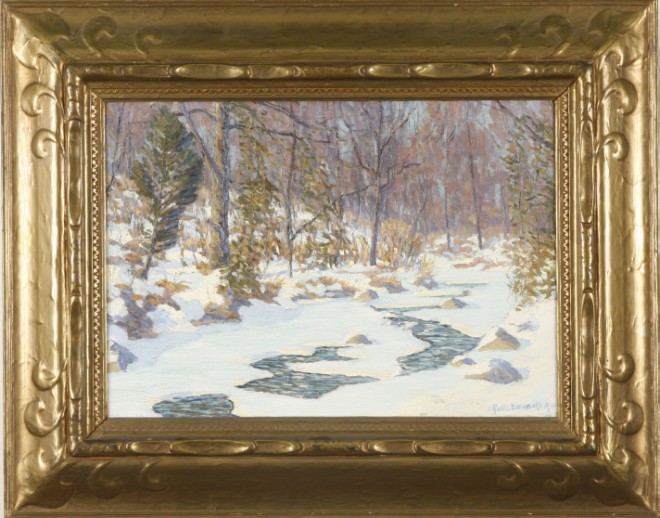 Appraisal: Kenneth R Nunamaker Winter landscape with creek oil on canvas