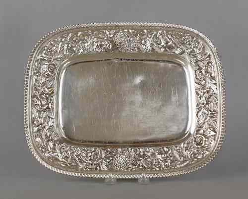 Appraisal: Sterling silver repouss tray marked J H Davis Co l