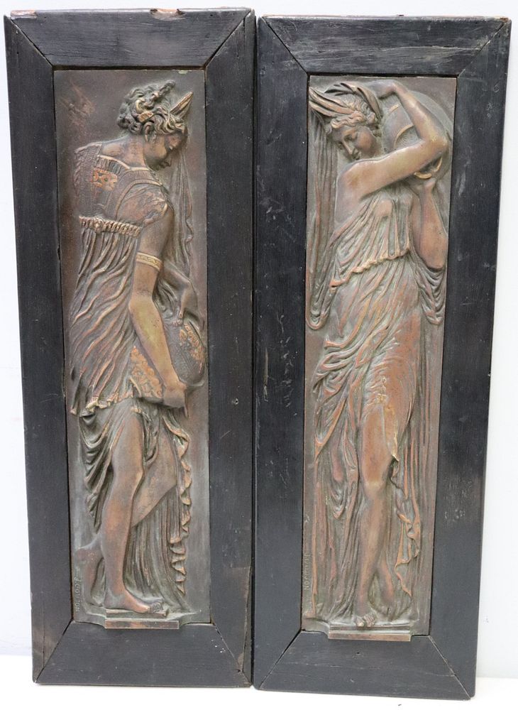 Appraisal: Jean Goujon French - Signed Pair Of Bronze Plaques Both